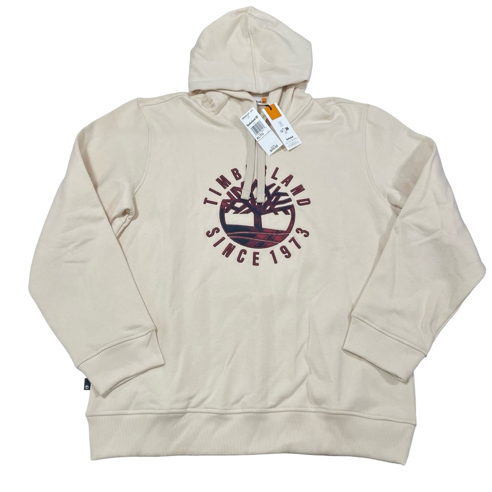 Timberland Embroidered Chest Logo Hoodie Cream Sweatshirt Size XL (Retail $70)